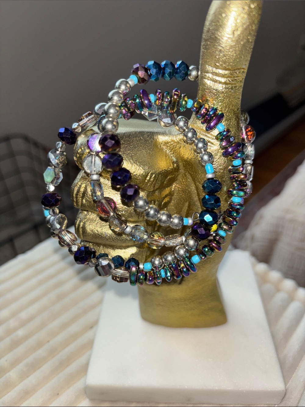 Multi-Color Beaded Coil Bracelet - Women Jewelry